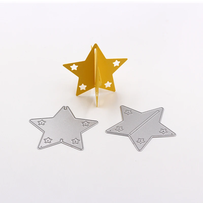 Новинка 2020 металлический трафарет 3D с пентаграммой и звездами шаблон для