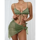 Комплект бикини COOBBU из 3 предметов, женский купальник, сексуальное бикини, Женский бандажный однотонный купальник, пляжная одежда для купания