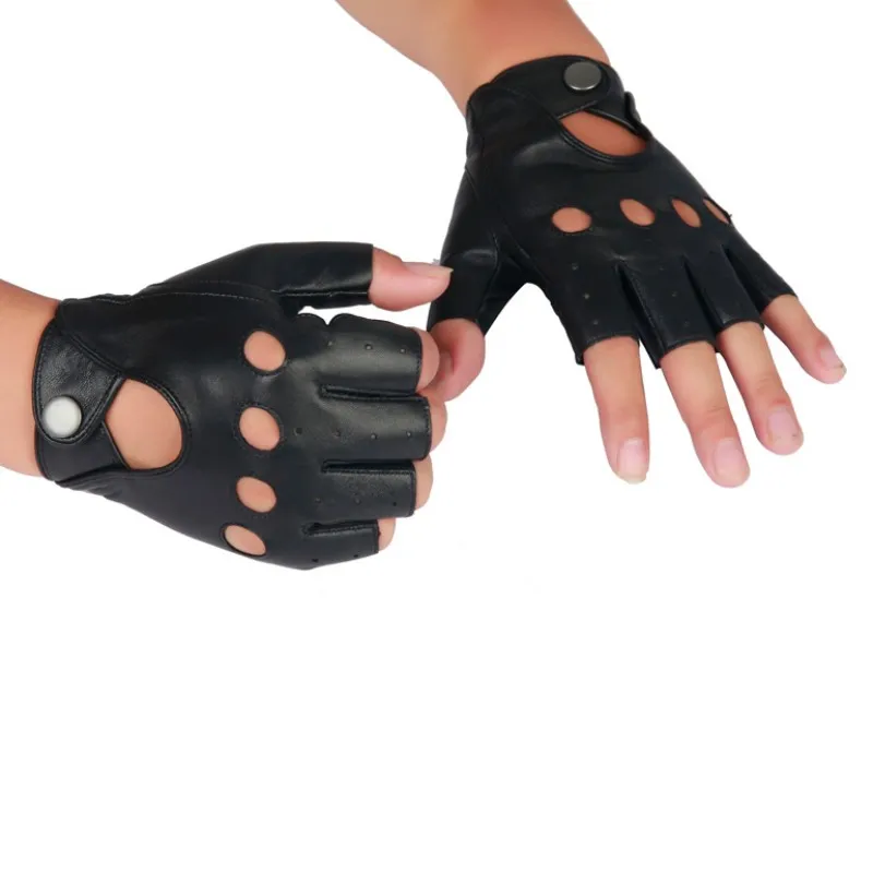 

Spring Men's Genuine Leather Gloves Driving 100% Sheepskin Half Fingerless Gloves High Quality Fitness Breathable Tactical Glove