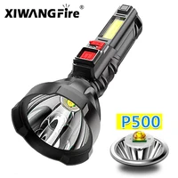 strong light led flashlight usb rechargeable flash light lantern torch 4 modes cob work light with built in 18650 battery