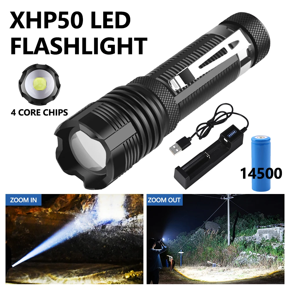

Светодиодный мини-фонарик XHP50, масштабируемый водонепроницаемый фонарь онарик, 5 режимов освещения с батареей 14500 для кемпинга, обслуживани...