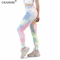 ckahsbi women fitness sports running sportswear stretchy leggings gym pants yoga gradient graffiti tie dye polyester 2021 bottom