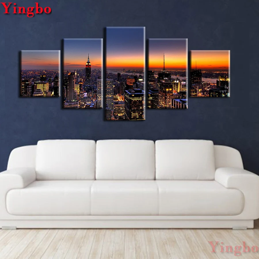 

Набор для алмазной вышивки "сделай сам", картины ландшафт зданий, 5D, 5 шт.