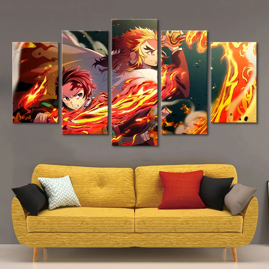 

Japan Anime Demon Slayer Role ​Teenager Decoration Abstract Wall Poster Pictures Print High Quality Canvas Painting Room Decor
