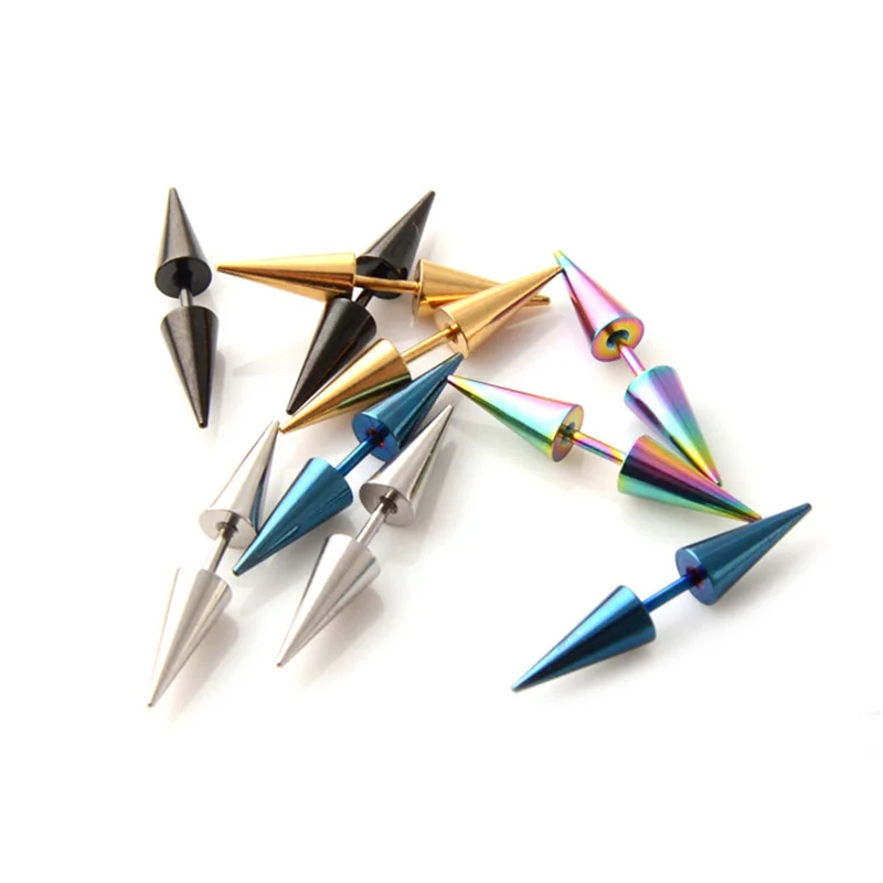 

2pcs/1pair Classic Fashion Punk Rock Rivet Spike Tip Cone 316L Stainless Steel Women Men ear Stud Earrings Piercing Body Jewelry