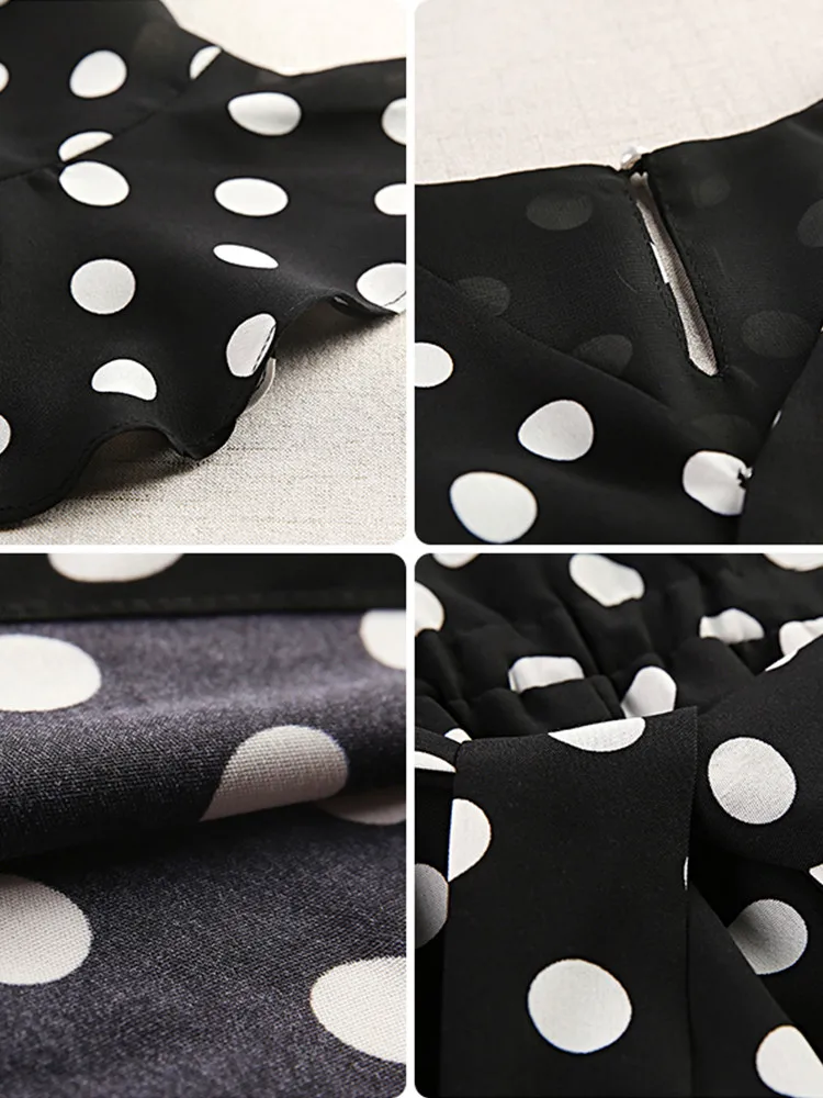 

2021 Summer New Plus Size Women's High-waist Slim Dress Pants Female Red Polka-dot Lace-up Jumpsuit