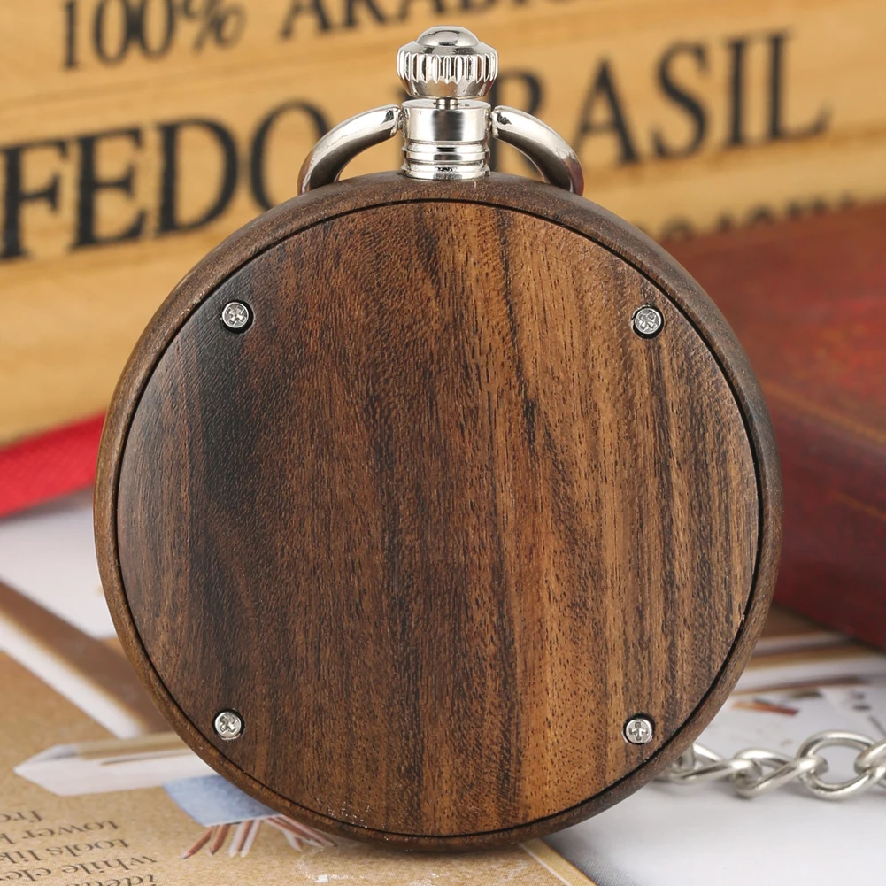 Attractive Dark Brown Wooden Pocket Watch for Male Large Dial with Clear Roman Numerals Watches Women | Наручные часы