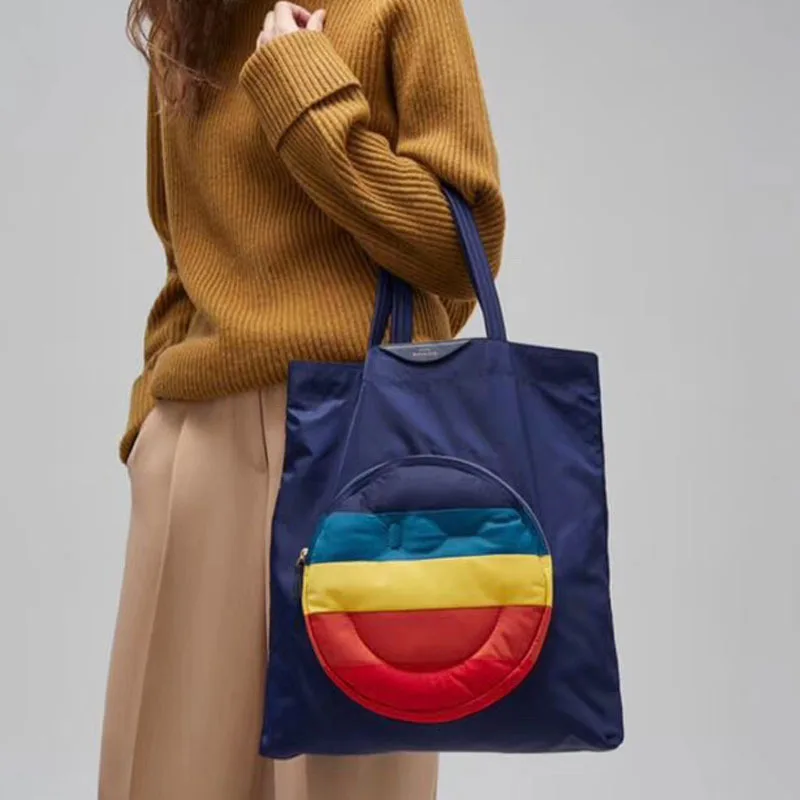Ayabeni смайлик синяя сумка для мамы покупок через плечо водонепроницаемая ткань Ins