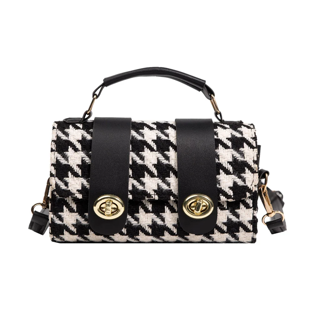 

Винтажная женская сумка через плечо из шерстяной ткани, Осень-зима, дамские сумочки с принтом «гусиная лапка», модный Дамский мини-кошелек с...