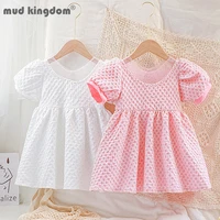 mudkingdom girls princess dress bow solid short puff sleeves peals mesh v neck ball gown dresses for kids summer cute clothes