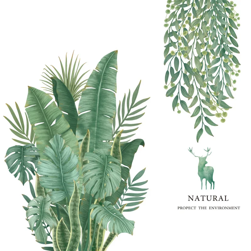 

Green Leaf Plant Wall Stickers DIY PVC Mural Art Home Decal Baseboard Wall Decoration Home Decals