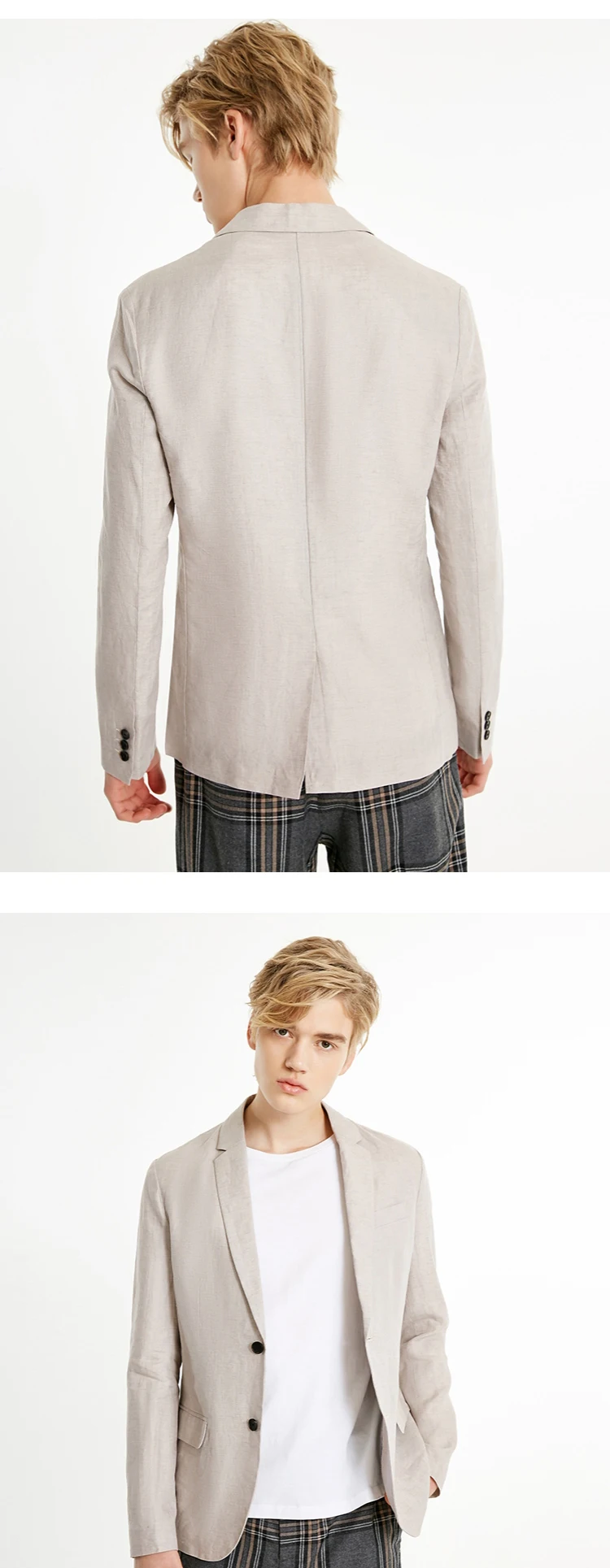 JackJones мужской льняной костюм куртка удобный блейзер мужская одежда 219108505