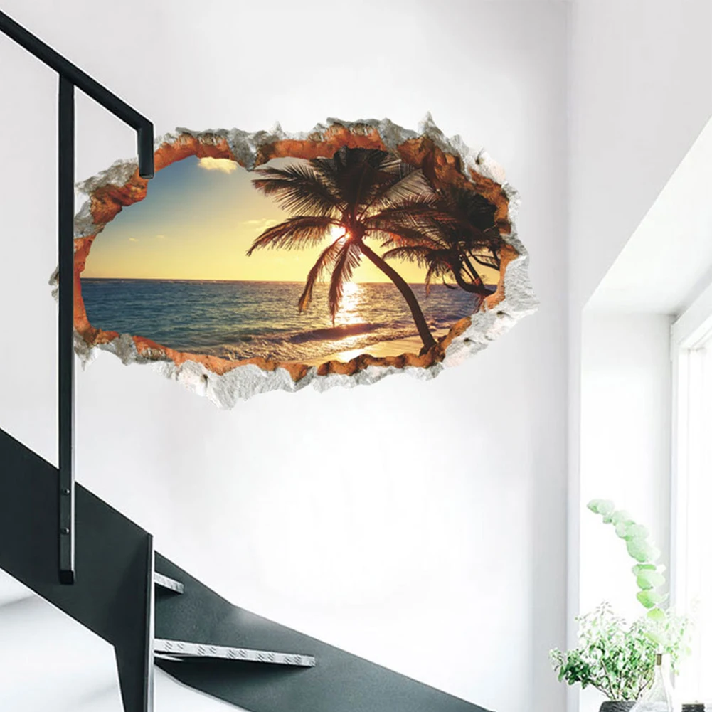 Новинка 2020 объемный пейзаж на сломанную стену С закатом домашнее украшение