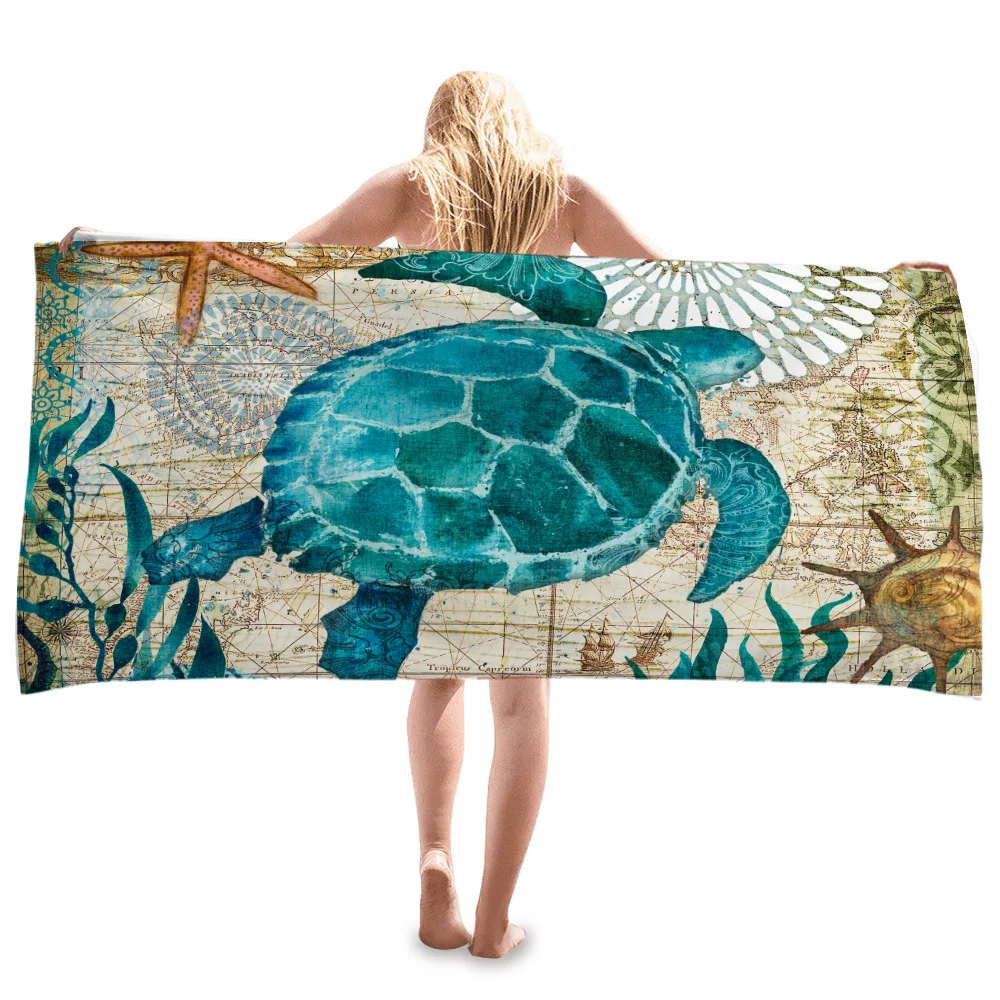 

Квадратное пляжное полотенце морской черепахи, большое толстое полотенце из микрофибры, пляжное полотенце для мужчин и женщин, спортивное ...