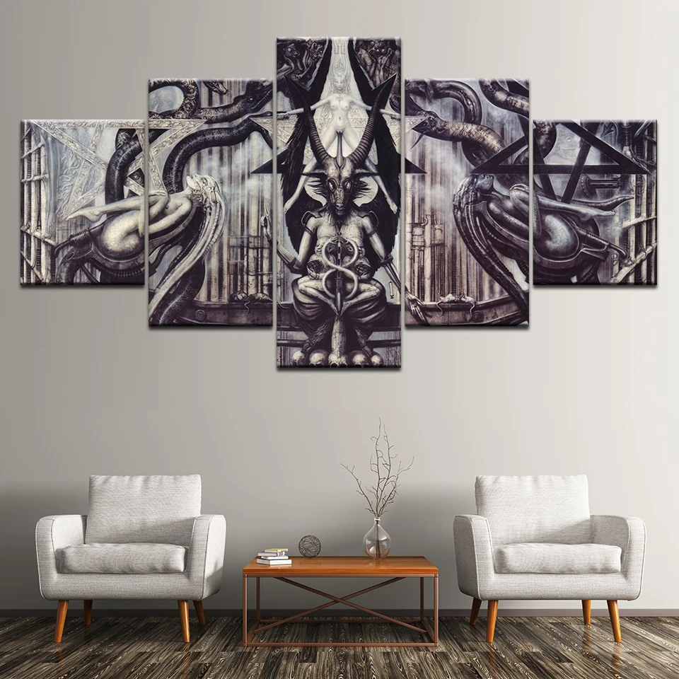 HD печати 5 шт. модульная Alien Тотем Арт холст картины Современный домашний декор