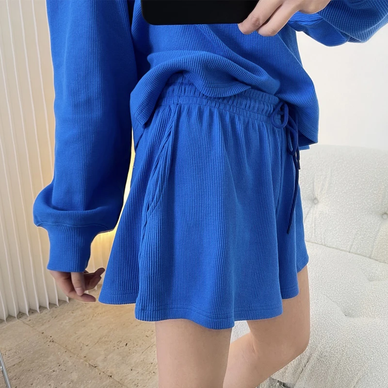 

Spring and summer women's casual solid color high waist loose shorts
