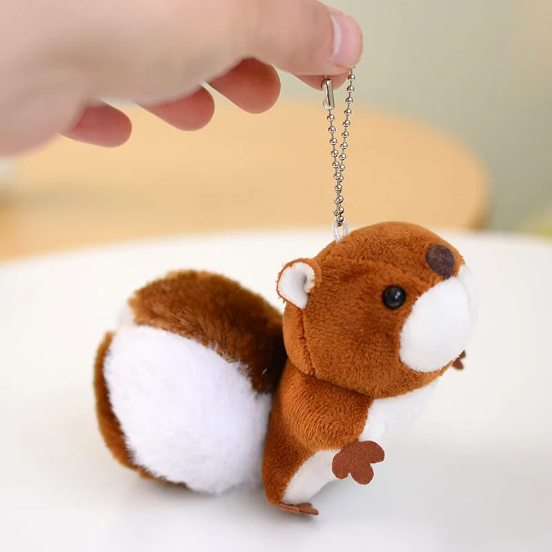 

14CM Cartoon Cute Soft Squirrel Doll Plush Animal Stuffed Toy Girl Bag Jewelry Keychain Plush Pendant Party Accessory Gift