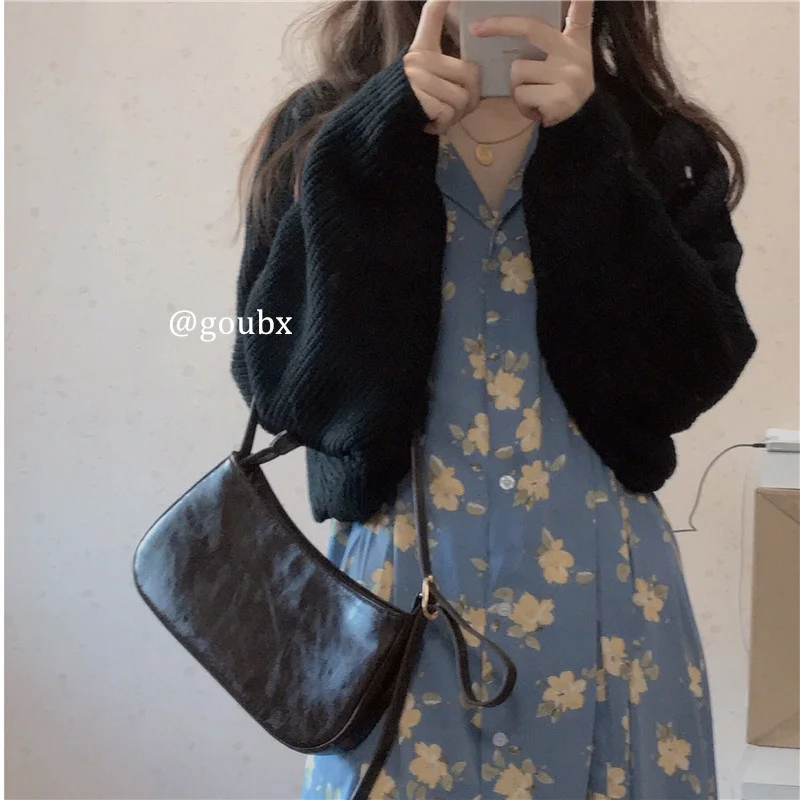 

Retro French Dress Women's Autumn 2021gentle Shirt Skirt Small Slimming Floral Skirt Rac