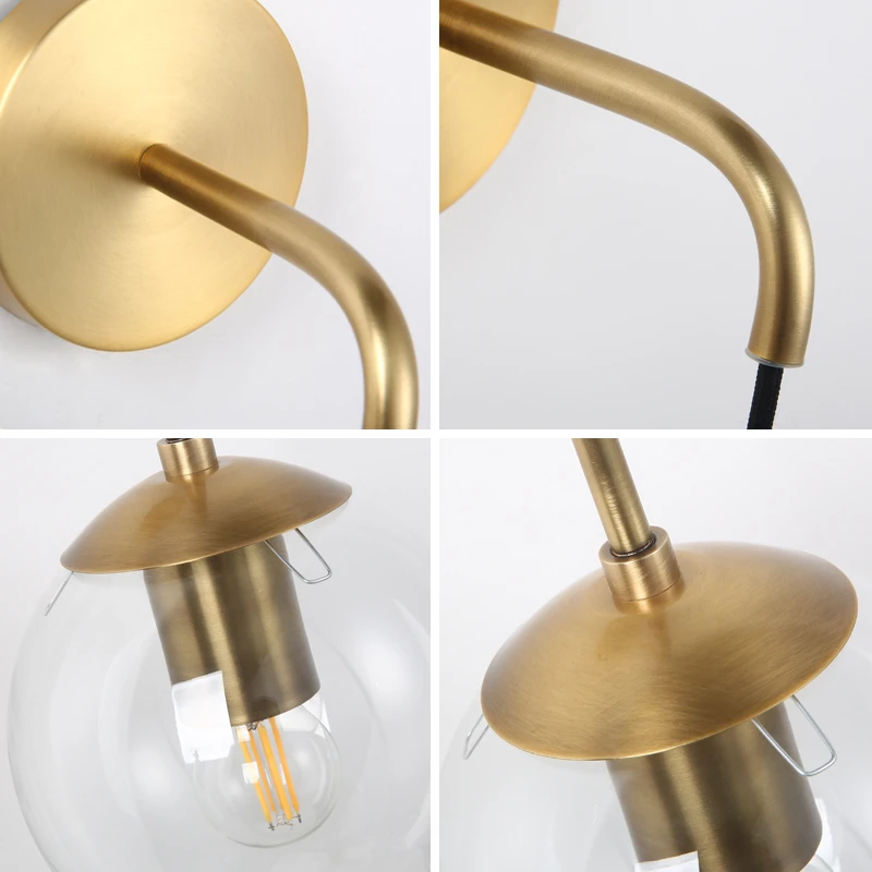 

Nordic Retro LED Wall Lamps Vintage E14 Glass Ball Mirror Bedroom Sconces Stair Bedroom Kitchen Bedside Home Decor Wall Lighting