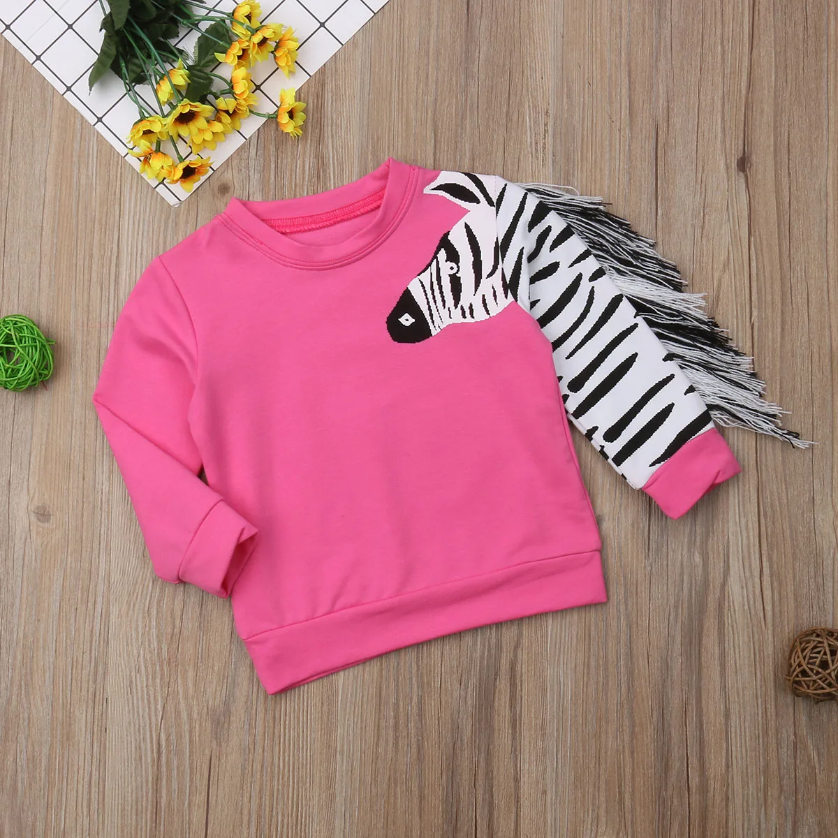 

1-6T Baby Girl Clothes Infant Cloths Tassels Toddler Kid Baby Girls 3D Zebra Tops T-shirt Sweaters Children Clothes