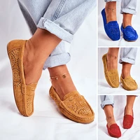 womens cut outs shoes summer casual hollow out slip on loafers perforated flat shoes ladies genuine leather shoeses d2