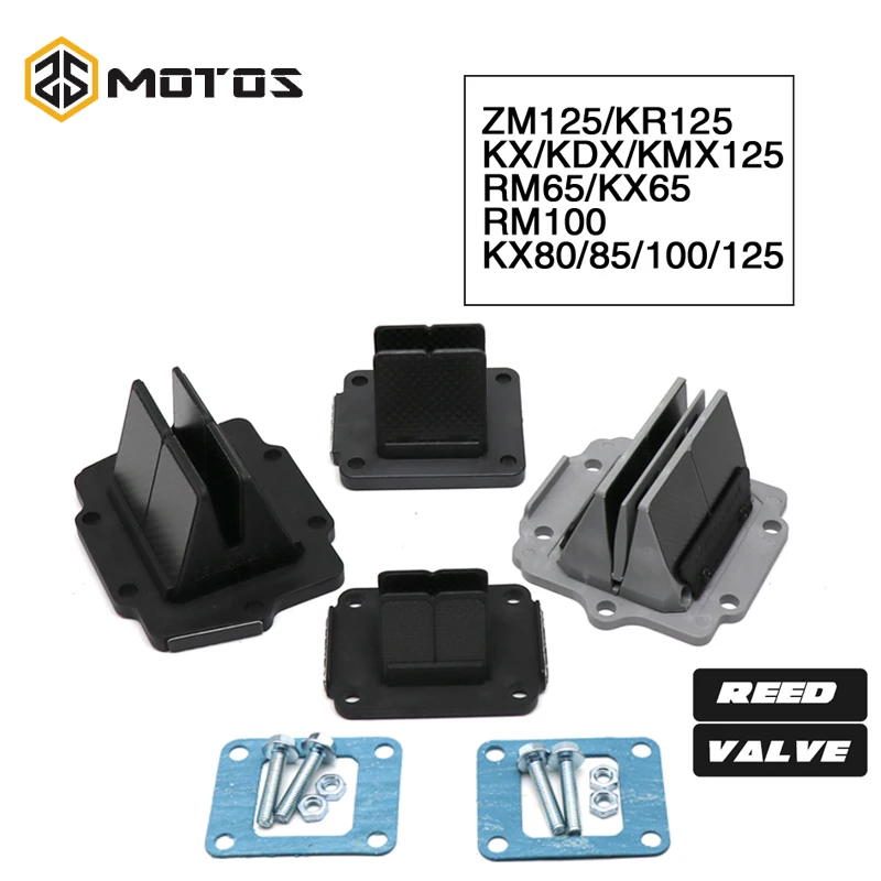 

ZS мотоциклетный тростниковый клапан из углеродного волокна VF для KAWASAKI KX65 KX80 KX85 KX100 KX250 ZM125/KR125 KX125 для SUZUKI RM65 RM100