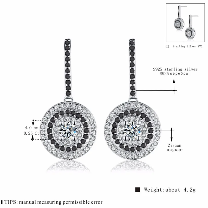 SODROV Boucle D'Oreille Femme, милые 925 пробы, серебро, черная шпинель, трендовые серьги для помолвки для женщин, хорошее ювелирное изделие T005