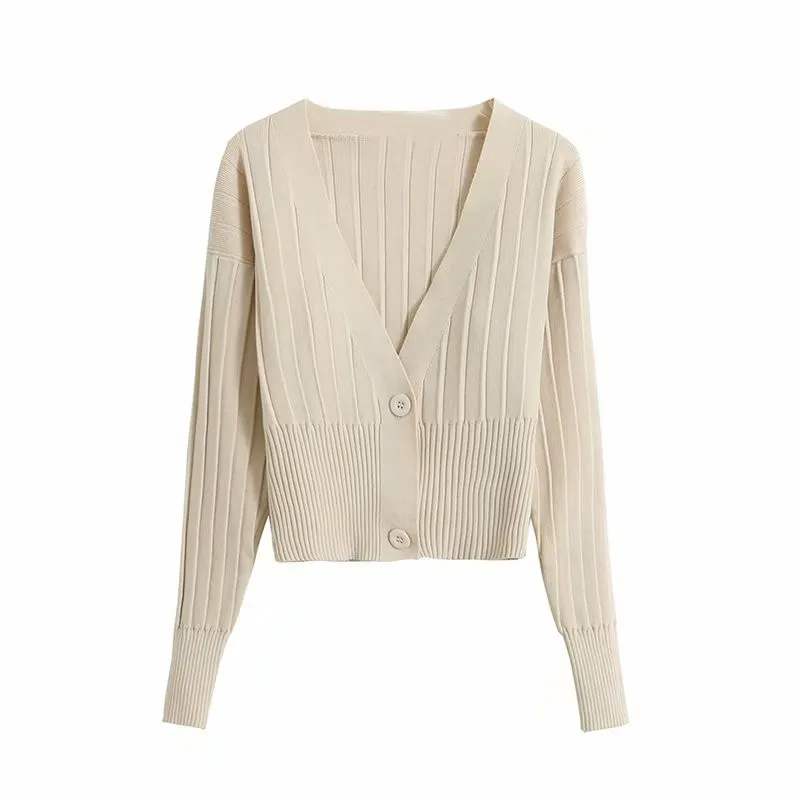 apricot cardigan Сексуальный Кардиган Kendall Jenner с глубоким вырезом и v-образным вырезом, Женская куртка, Осень-зима, уличный свитер большого размера, вязаный кардиган, пальто - Цвет: apricot cardigan