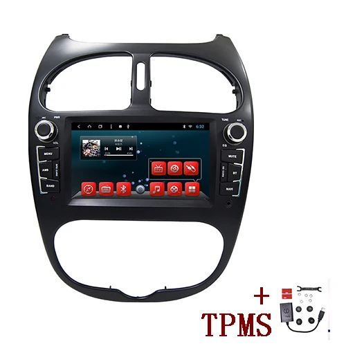 with External TPMS YAZH Android 9,0 Восьмиядерный gps Навигация dvd cd плеер для peugeot 206 FM радио 2002 2003 2004 2005 2006 2007 2008 стерео - Цвет: with External TPMS