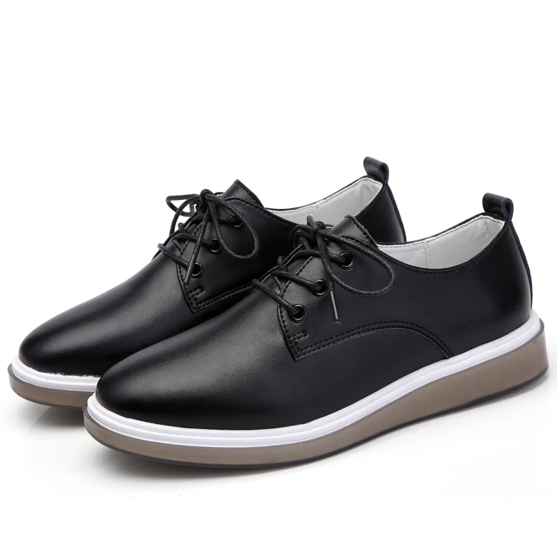 2019 г. осенние женские туфли Оксфорды балетки на плоской подошве белые