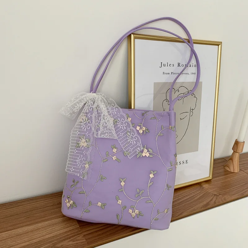 

Korean Version Of The Girl's Small Bag Women's New Hundred And One Solid Colour Package Lace Shoulder Handbag Tote Bag