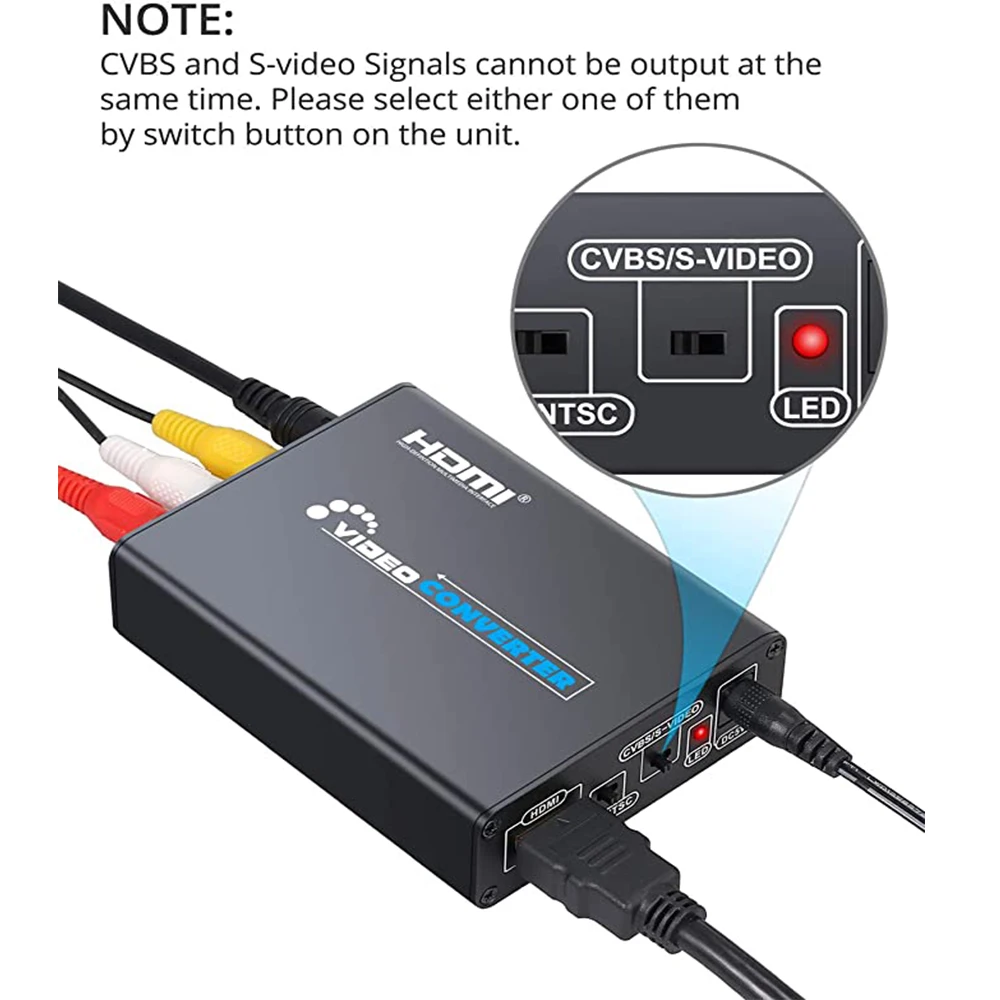 Переходник с HDMI на композитный 3RCA AV S-Video R / L аудио Vdieo адаптер поддержкой 720P 1080P для
