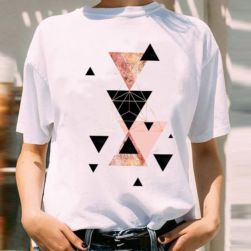 

Women T-Shirt Graphic 90s Fashion Casual Summer Spring Clothing Geometric Short Sleeve Print Female Clothes Tops Tees T-Shirt