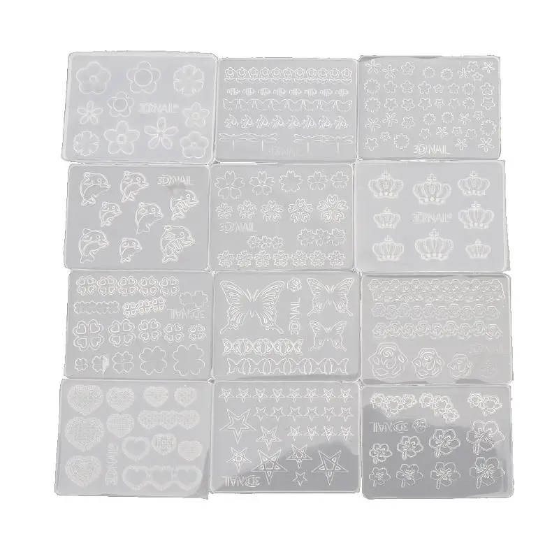 

New 12Pcs Mini Size Nail Art Silicone Mold Leaves Flower Animals Template Acrylic Gel Tools Resin Mold Jewelry Making Tools