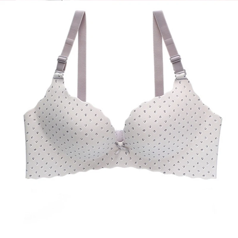 

Ladies non-marking bra one-piece printed bowknot thin upper and lower thickness without steel ring comfortable shaping bra FP033