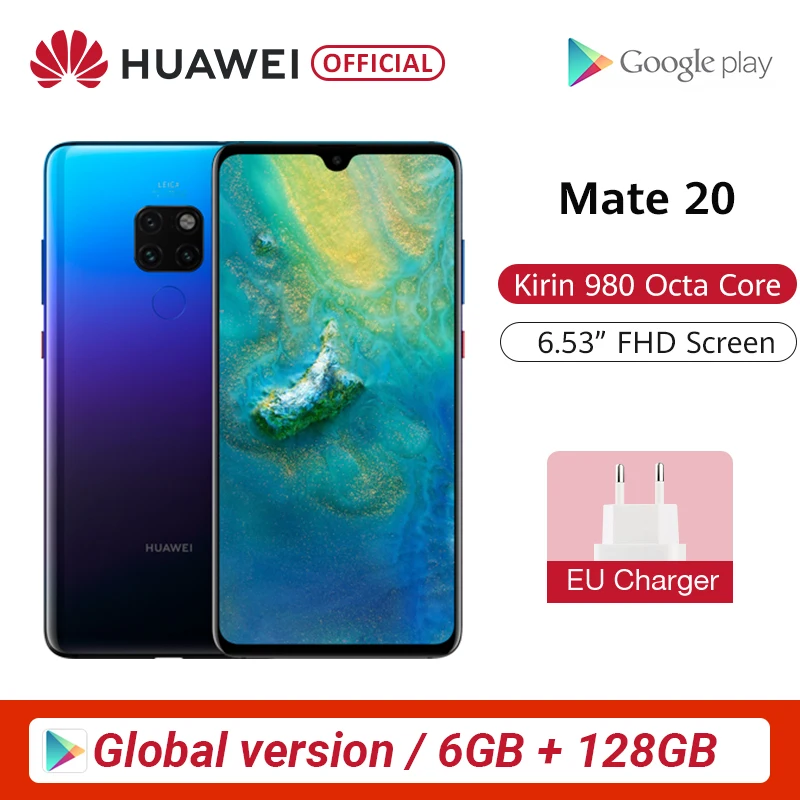 Глобальная версия huawei mate 20 6GB 128G смартфон 6,53 дюймов мобильный телефон Kirin 980 NFC Kirin 980 Восьмиядерный EMUI 9,0 4000 мАч Скидка 600 руб. /. При заказе от 5500 руб. /Промокод: newyear600 / Колич