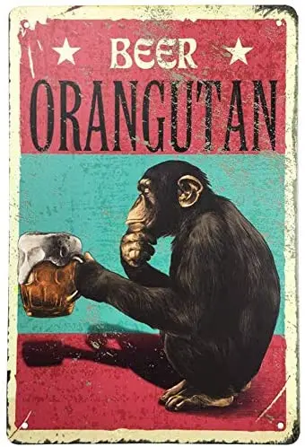 

Vintage Style Tin Sign - Beer Orangutan is Meditating - Bar Pub Garage Diner Cafe Home Wall Decor Art Tin Signs Vintage 12x8