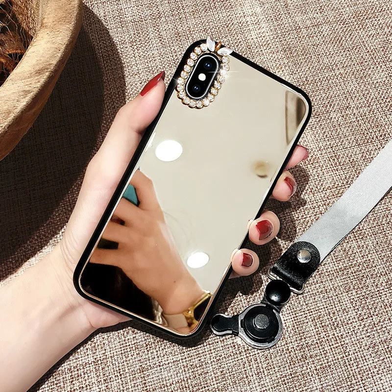 Роскошное блестящее алмазное глянцевое стекло для макияжа iPhone 12 Mini 11 Pro X XR XS MAX