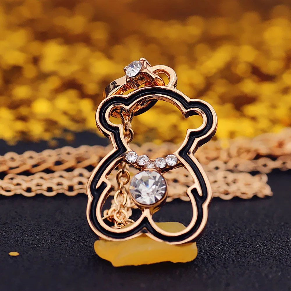 Милые ожерелья медведь кулон Дамы Золото кубический цирконий ожерелье Мода