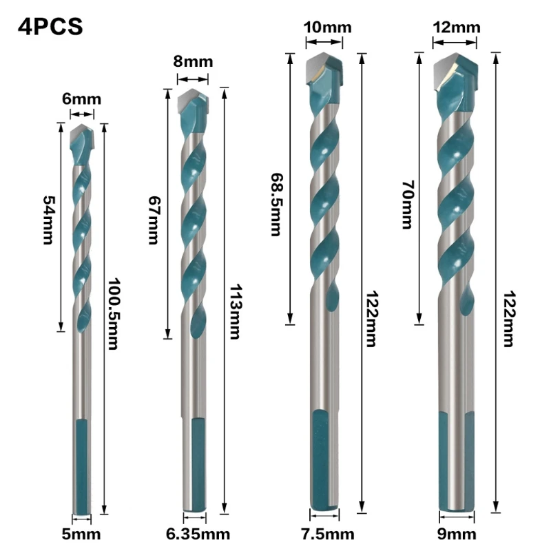 

4/5pcs Electric Tools Diamond Drill Hammer Concrete Ceramic Tile Metal Drill Bit D2TD