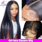 Парик с застежкой на сетке 30 дюймов, перуанские прямые парики из человеческих волос 4x4, предварительно выщипанные парики с застежкой 150%, парики с высокой степенью радиопередачи и современного шоу