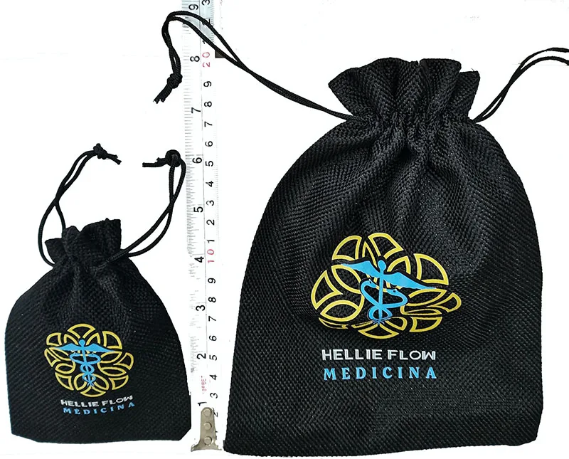 50 100pcs Jute Black Linen Jewelry Pouches Custom Personalized gold Logo Packaging Drawstring Gift Bag Wedding Party favor