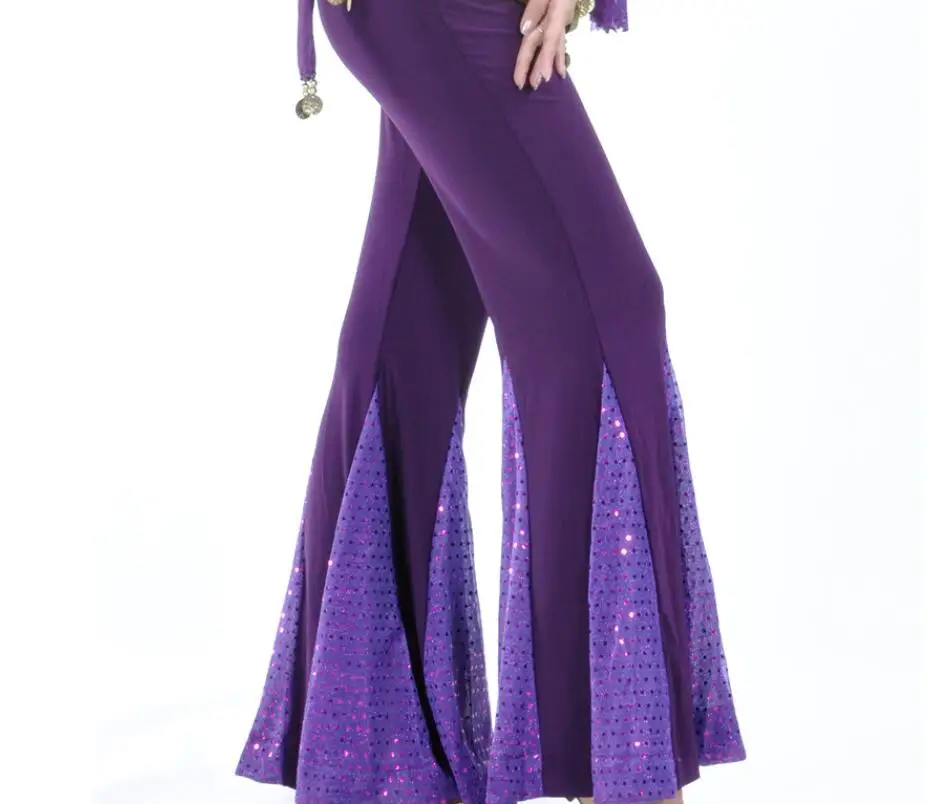 Dark Purple Женские брюки для танца живота, Кристальные хлопковые брюки «рыбий хвост», Профессиональная Одежда для танцев - Цвет: Dark Purple