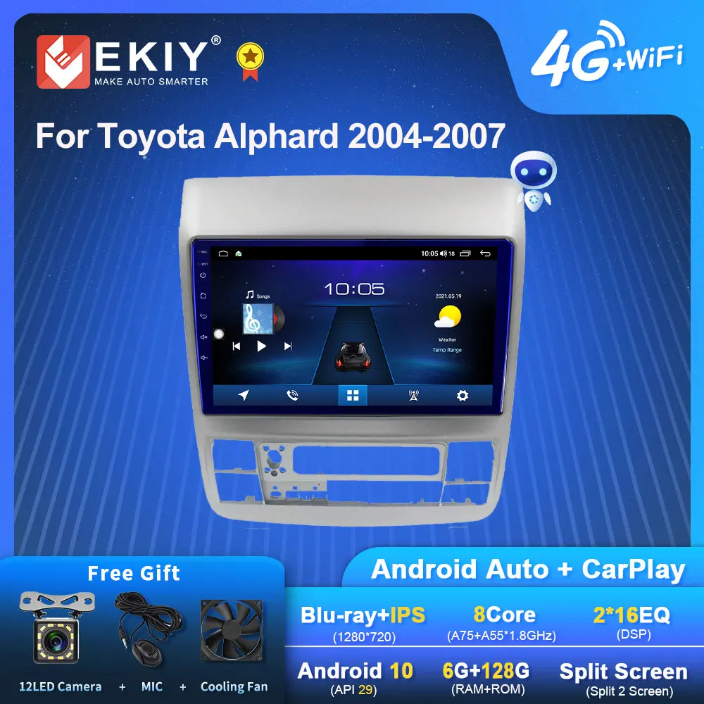 

EKIY S7T Android 10 автомобильное радио для Toyota Alphard 2004-2007 IPS мультимедийный видеоплеер магнитофон головное устройство Carplay DVD HU