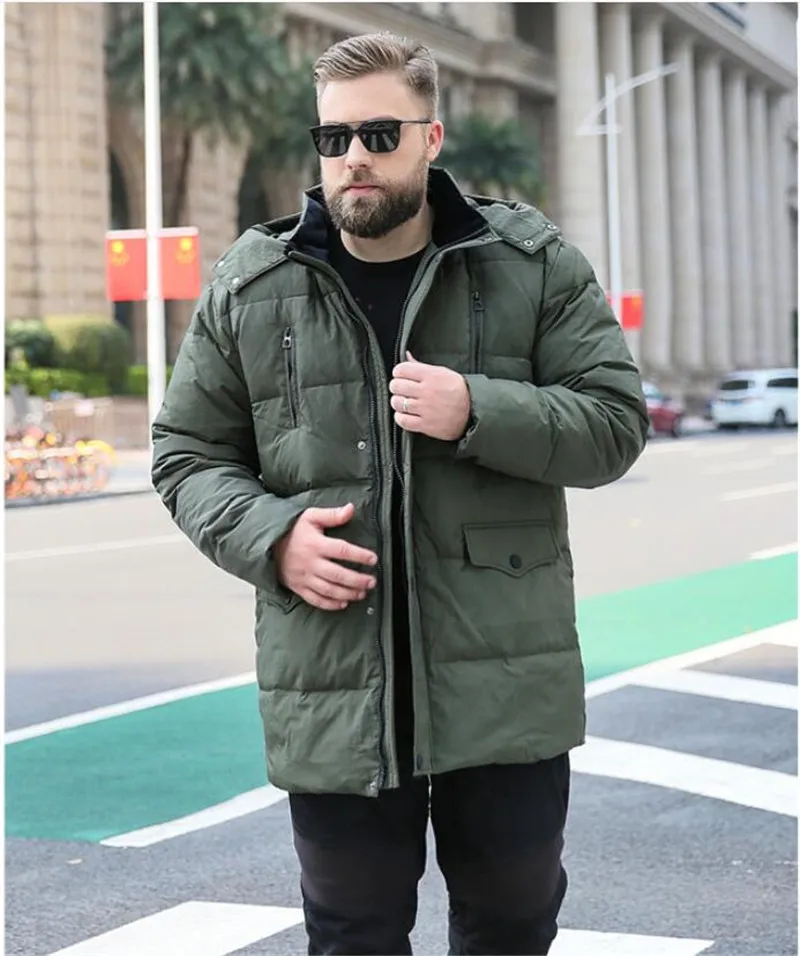 Мужская зимняя куртка большого размера 9XL 10XL с капюшоном парка Теплая Куртка на груди с двойным карманом на молнии зеленая куртка