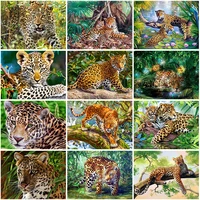 diy 5d diamond painting forest leopards diamond art embroidery animal cross stitch full roundsquare drill resin home decor gift