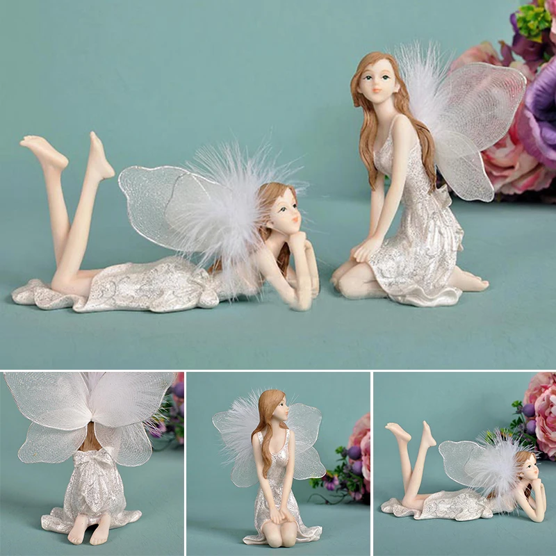 

Resin Fairy Figurines Lovely Girl Angel Statue Creative Desktop Miniatures Ornament Garden Decor Photo Props Resin Crafts Gifts