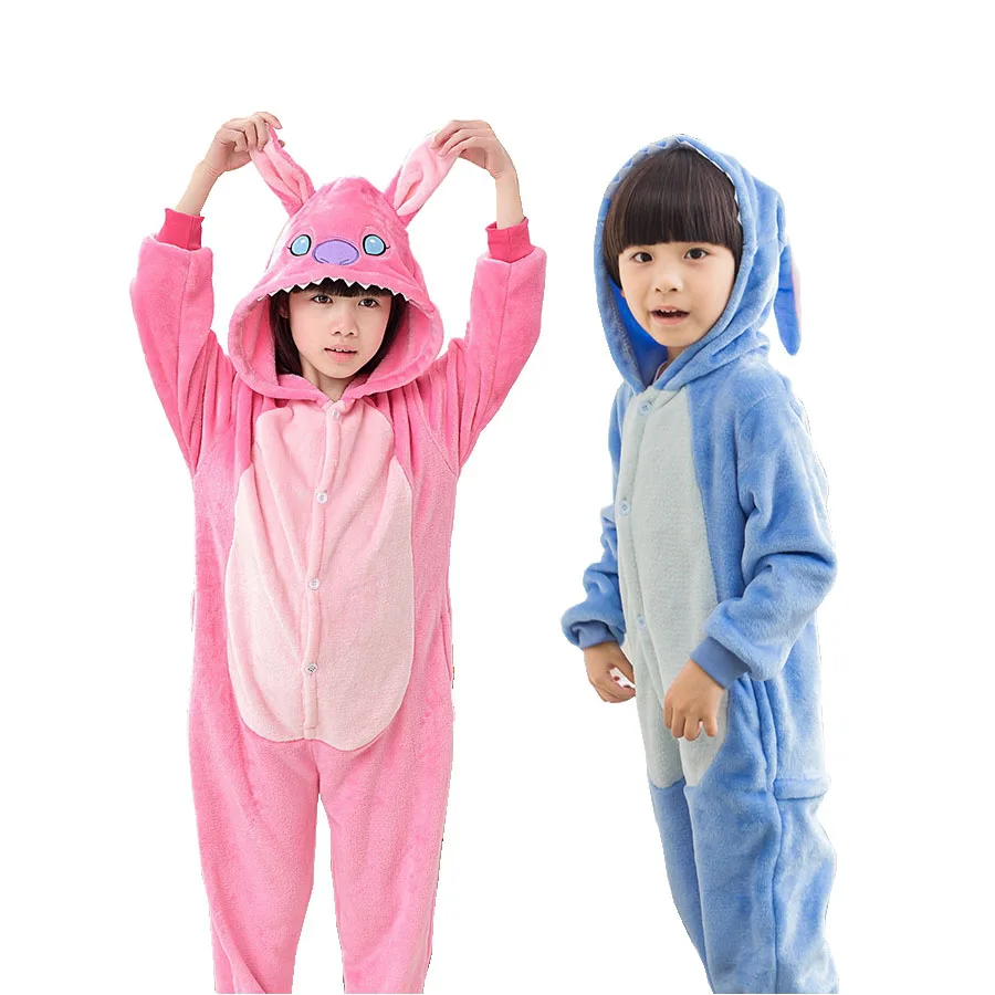 

Kids Onesies Hooded Pajamas Children Sleepwear Boys Girls Stitch Animal Anime Pyjama Pijama Flannel Nightwear Clothes