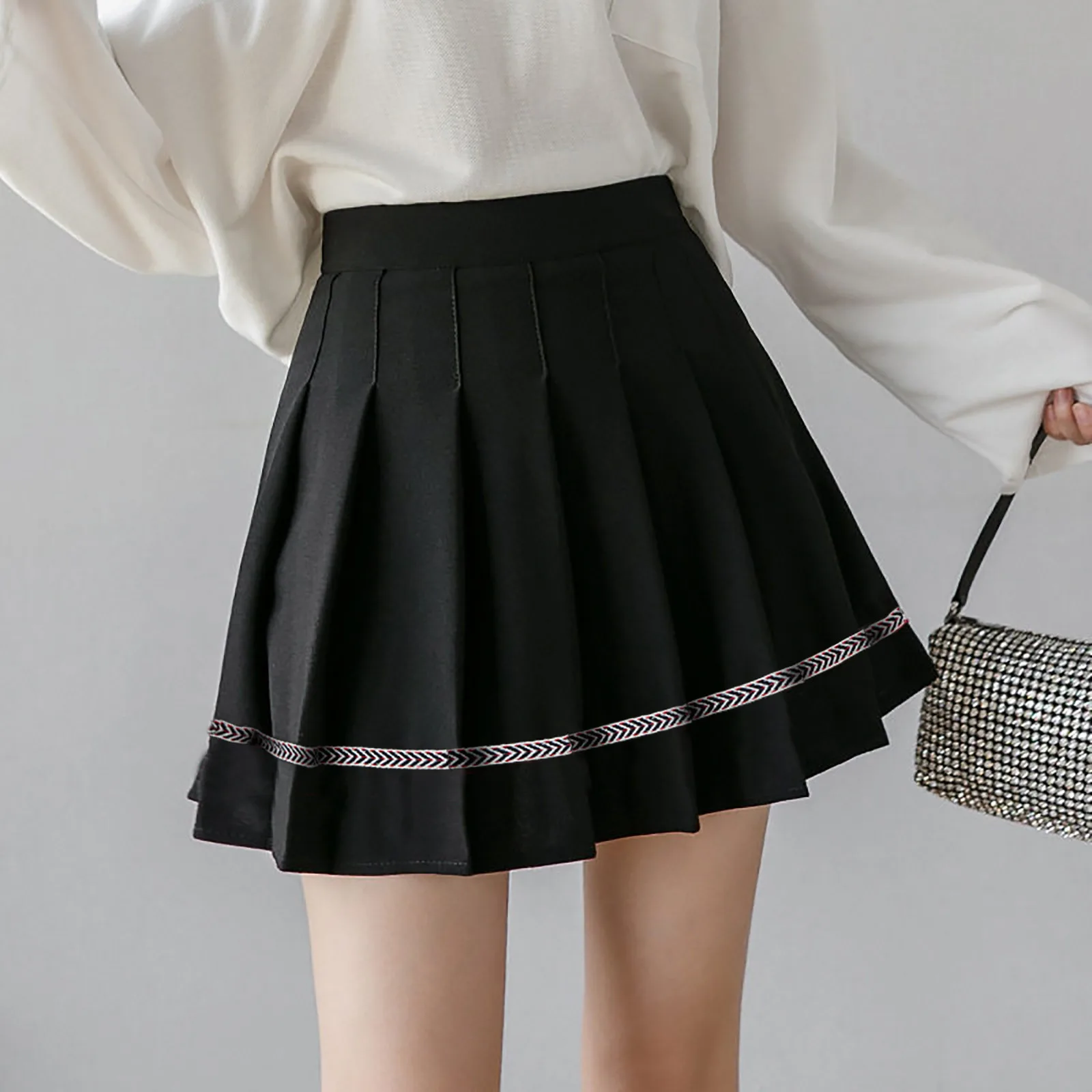 

2021 New Women Summer Skirt Fashion Cute High Waist Soild Color Zipper Pleated Slim Solid A-line Skirt аиновая бка L1