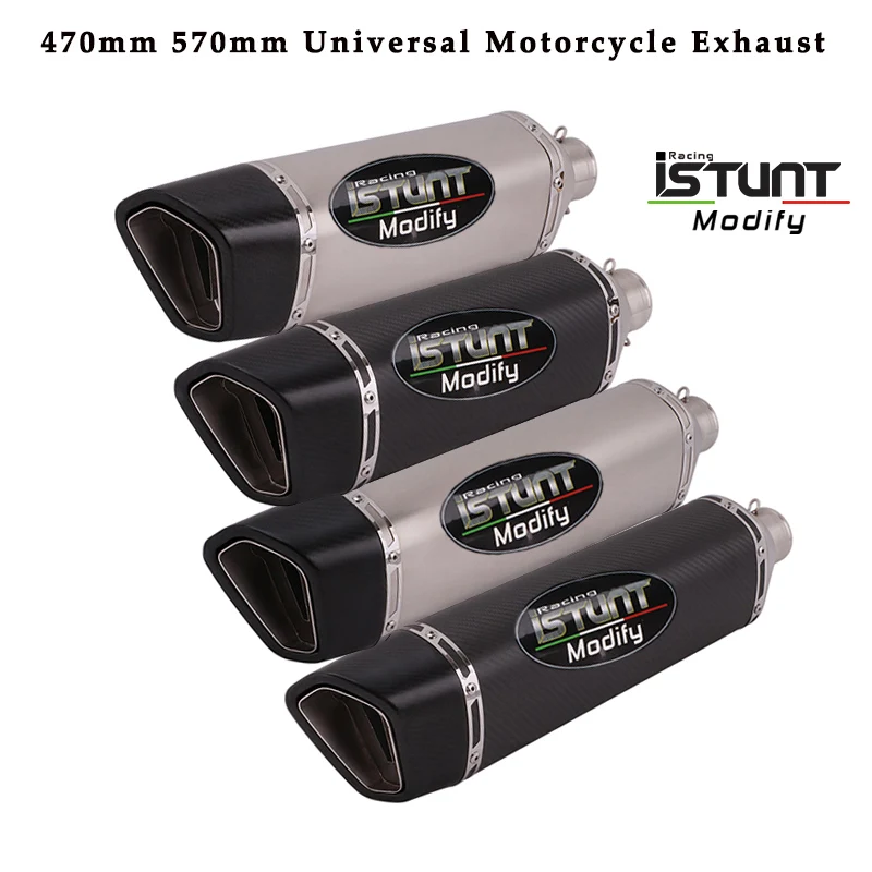 

Универсальный выхлопной трубы мотоцикла, 470 мм, 570 мм, модифицированный глушитель с глушителем DB для RC390 CBR500 TMAX530 NK650 CB400